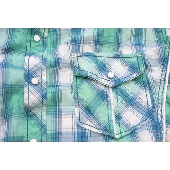 Cowboy Up Tailored Fit Western Pearl Snaps Plaid Cowboy Shirt Mens Sz 2XL XXL - Picture 6 of 12